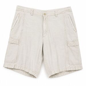 Cubavera Linen Blend Cargo Shorts Men 36 Ivory Flat Front Utility Casual Beach